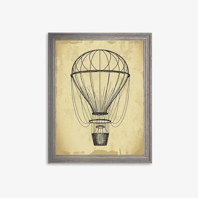 John Lewis Air Balloon 'Travel III' Framed Print, 42 x 36cm, Brown