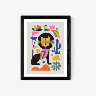 John Lewis EAST END PRINTS Rachel Lee 'Black Lion' Framed Print