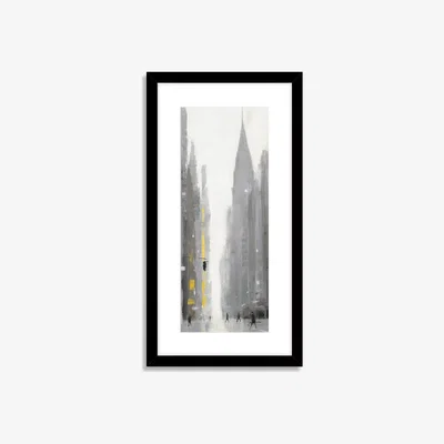 John Lewis Jon Barker - Chrysler New York View Framed Print & Mount, 63.5 x 33.5cm, Grey/Multi