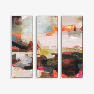 John Lewis Alice Sheridan - 'Contemporary Sequence' Abstract Framed Canvas, Set of 3, 94 x 34cm, Pink/Multi
