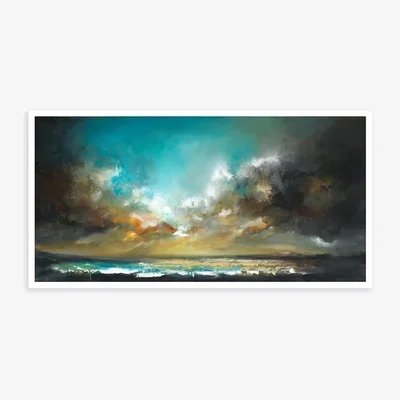 John Lewis Anna Schofield - 'Turquoise Blaze' Embellished Framed Print, 64.5 x 124.5cm, Blue/Multi