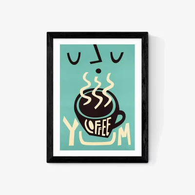 John Lewis EAST END PRINTS Fox & Velvet 'Yum Coffee' Framed Print