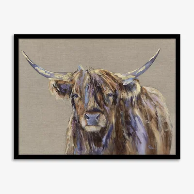 John Lewis Louise Luton - 'Archie' Highland Cow Framed Print, 84.5 x 104.5cm, Brown