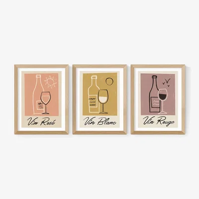 John Lewis EAST END PRINTS Telegramme Paper Co 'Vino' Framed Prints, Set of 3