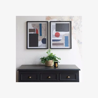 John Lewis One.World Brookby Geometric Wood Framed Print, Set of 2, 65 x 50cm, Black/Multi