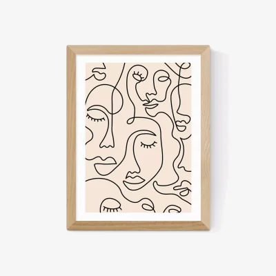 John Lewis EAST END PRINTS Sundry Society 'Single Line Faces' Framed Print