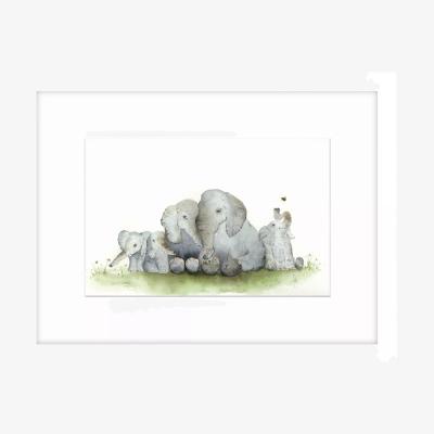 John Lewis John Lewis Sarah Reilly 'Elephant Family' Framed Print & Mount, 33.5 x 43.5cm, White