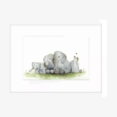 John Lewis John Lewis Sarah Reilly 'Elephant Family' Framed Print & Mount, 33.5 x 43.5cm, White