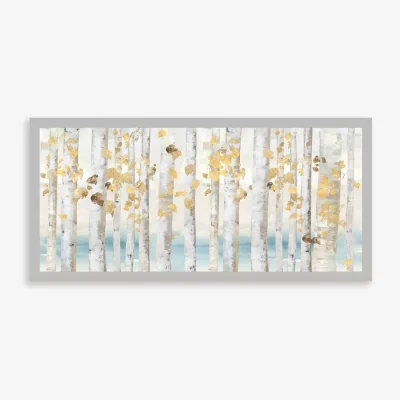 John Lewis Allison Pearce - Autumn Leaves Framed Print, 49.5 x 104.5cm, Yellow/White
