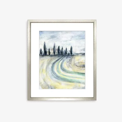 John Lewis Liz Clayton - Abstract Tuscany 4 Framed Print & Mount, 58 x 49cm, Blue/Multi