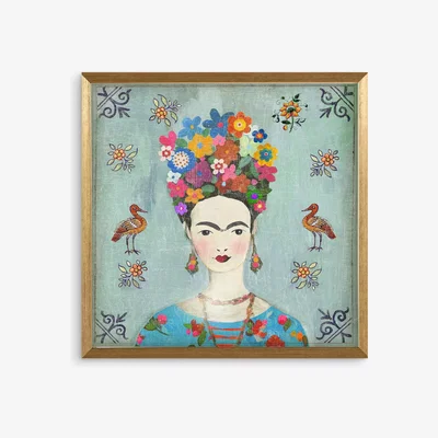 John Lewis Aimee Wilson - Frida Kahlo Portrait Framed Print, 32 x 32cm, Blue/Gold