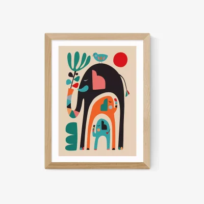 John Lewis EAST END PRINTS Rachel Lee 'Three Elephants' Framed Print