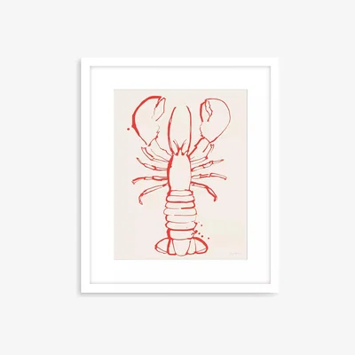 John Lewis John Lewis Lucy Deaner 'Lobster' Framed Print & Mount, 63.5 x 53.5cm, Red