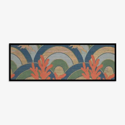 John Lewis British Library - 'Textile Archive I' Framed Print, 43.5 x 123.5cm, Orange/Multi