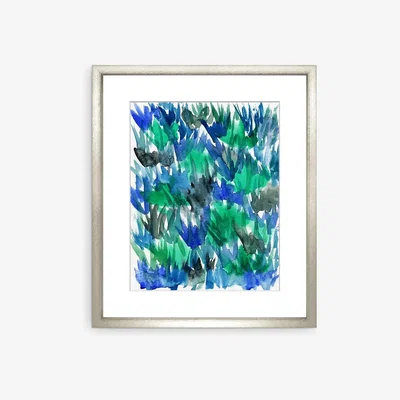 John Lewis Blades of Grass Framed Print & Mount, 73 x 58cm, Blue