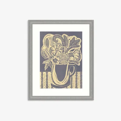 John Lewis Kate Millbank - 'Mid Flowers' Framed Print & Mount, 55 x 45cm, Yellow/Blue