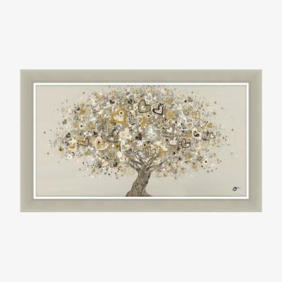 John Lewis John Lewis Sara Otter 'Neutral Heart Tree' Framed Print, 72 x 122cm, Gold/Taupe