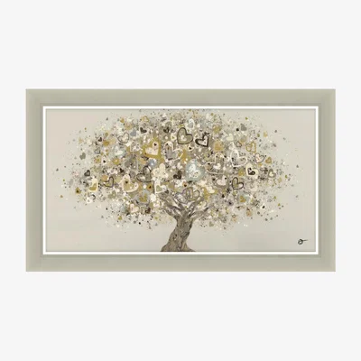 John Lewis John Lewis Sara Otter 'Neutral Heart Tree' Framed Print, 72 x 122cm, Gold/Taupe
