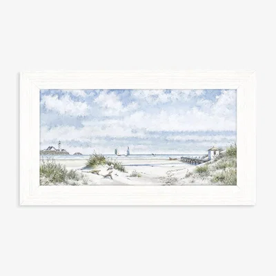 John Lewis John Lewis Richard Macneil 'The Old Jetty' Framed Print, 27 x 47cm, Blue/Multi