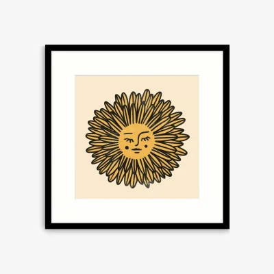 John Lewis Emma Scarvey - 'Flower Face' Framed Print & Mount, 42 x 42cm, Yellow