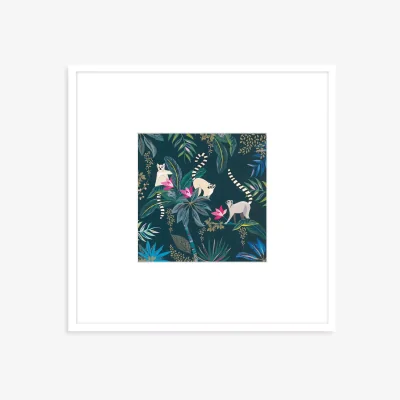 John Lewis John Lewis Sara Miller 'Lemur' Framed Print & Mount, 52 x 52cm, Green/Multi