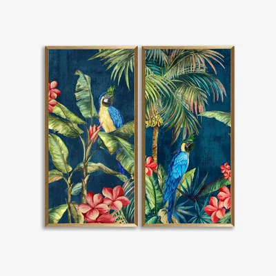 John Lewis Eva Watts - 'Tropicana' Framed Prints, Set of 2, 82 x 42cm, Green/Multi