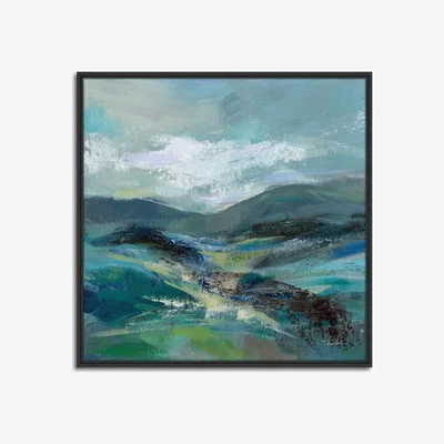John Lewis John Lewis Silvia Vassileva 'Turquoise Slopes' Framed Canvas Print, 84 x 84cm, Blue