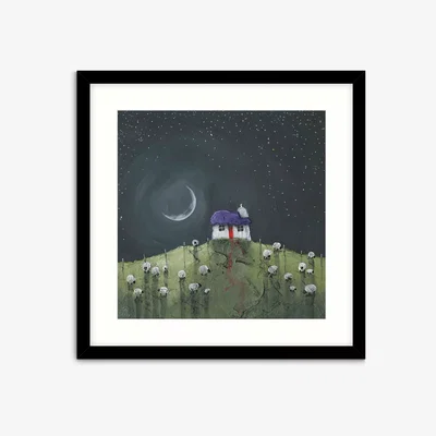 John Lewis Geoff Beckett - 'Moonlit Flock' Framed Print, 61.5 x 61.5cm, Green/Multi