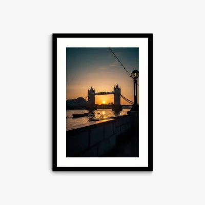 John Lewis Zoe Austin - 'Tower Bridge Sunset' London Framed Print & Mount, 73.5 x 53.5cm, Yellow