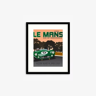 John Lewis Zucarto Art Studios - Le Mans 1959 Car Race Framed Print & Mount, 63.5 x 53.5cm, Green/Multi