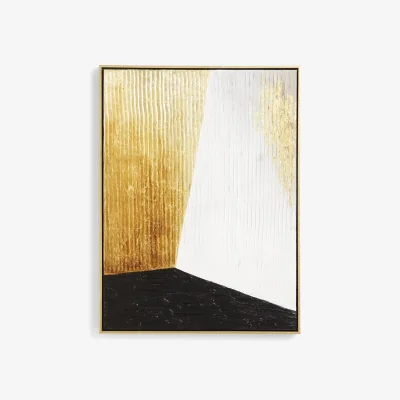 John Lewis John Lewis Hand-Painted Abstract Framed Canvas, 80 x 60cm, Gold/Black