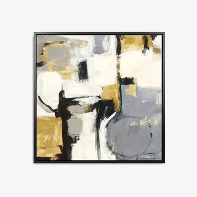 John Lewis Mike Schick - 'Catalina Gold' Abstract Framed Canvas Print, 84.5 x 84.5cm, Grey/Yellow