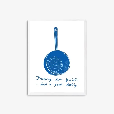 John Lewis Anek - 'Draining Spaghetti' Framed Print, 83.4 x 63.4cm, Blue