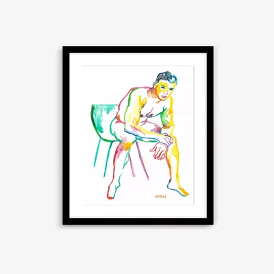 John Lewis Andrew Orton - 'Male Nude II' Framed Print & Mount, 63.5 x 53.5cm, White/Multi