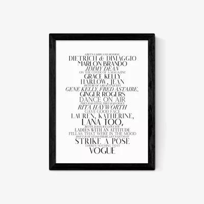 John Lewis EAST END PRINTS Honeymoon Hotel 'Vogue Lyrics' Framed Print