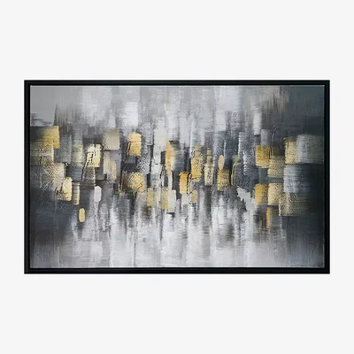 John Lewis Thora - Hand-Painted Abstract Framed Canvas, 72 x 112cm, Yellow/Grey