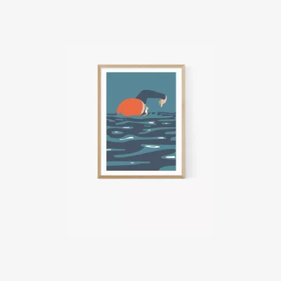 John Lewis EAST END PRINTS Rocket Jack 'Triathlon Swim' Framed Print
