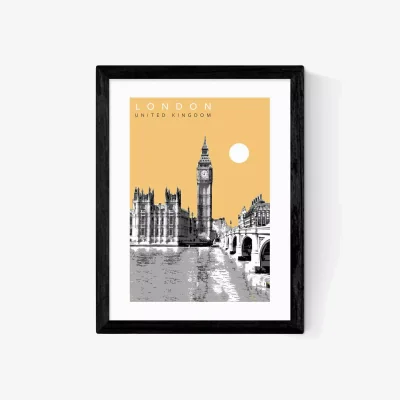 John Lewis EAST END PRINTS Becks Norf Design 'London' Framed Print