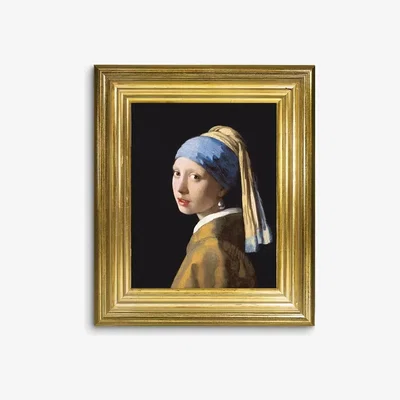 John Lewis Johannes Vermeer - 'Girl with a Pearl Earring' Framed Canvas, 35 x 30cm, Blue/Multi