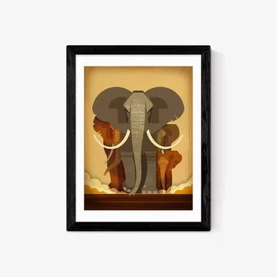 John Lewis EAST END PRINTS Dieter Braun 'Elephant Stampede' Framed Print