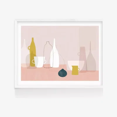 John Lewis EAST END PRINTS Francesca Iannaccone 'Yellow and Pink Still Life' Framed Print