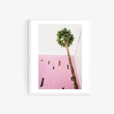 John Lewis Oh Fine! Art - Palm Wood Framed Print & Mount, 52 x 42cm, Pink/Multi
