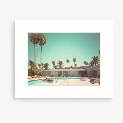 John Lewis Pool Scene 3 Unframed Print, 50 x 40cm, Blue/Green