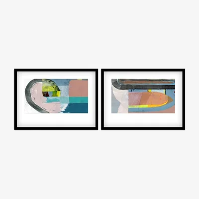 John Lewis Cartissi - 'Turning Around & Waking Morning I & II' Abstract Framed Print & Mount, Set of 2, 53.5 x 73.5cm, Multi