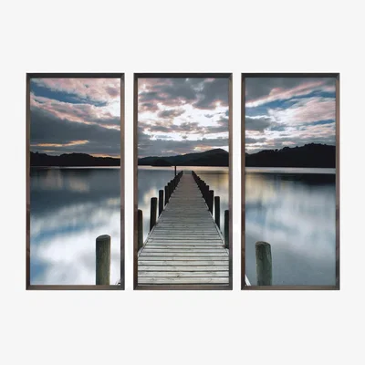 John Lewis Brookpace Lascelles 'Jetty Triptych' Framed Prints, Set of 3, 157 x 115cm, Blue