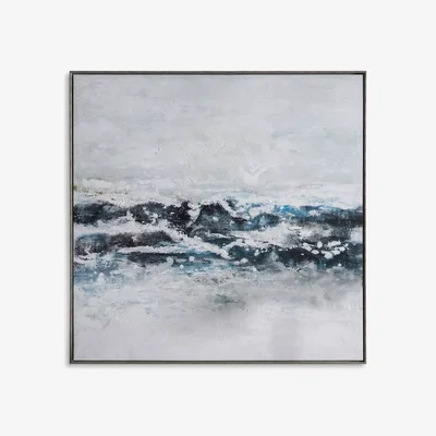 John Lewis Pacific Ocean Waves - Framed Canvas Print, 102.5 x 102.5cm, Blue