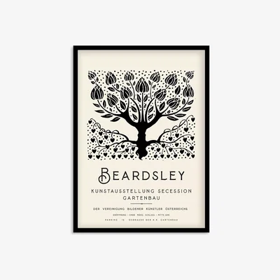 John Lewis Aubrey Beardsley - 'Art Nouveau Tree' Framed Print, 73.5 x 53.5cm, Black/White