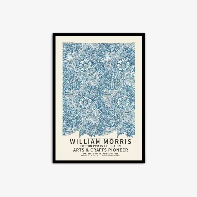 John Lewis William Morris - 'Cotton Prints' Exhibition Poster Framed Print, 104.5 x 78.5cm, Blue