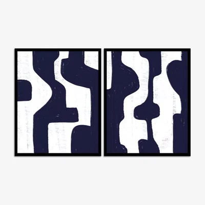 John Lewis Print Punk Studio - 'Modern Minimal' Framed Print, Set of 2, 52 x 42cm, Blue