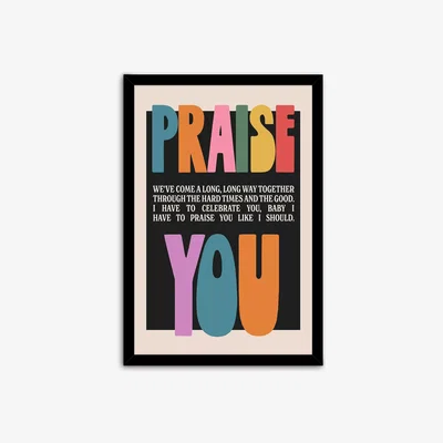 John Lewis John Lewis Hollie Graphik 'Praise You' Framed Print, 63.5 x 43.5cm, Multi